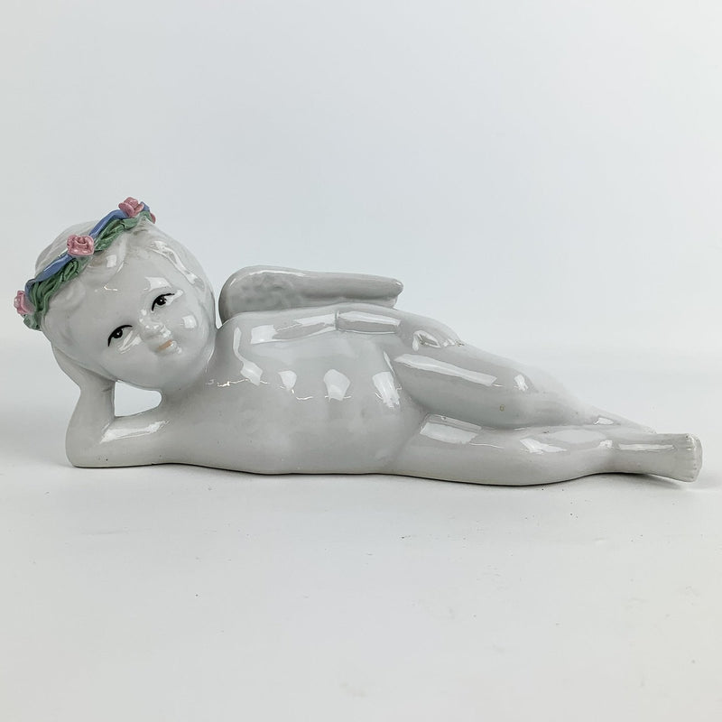 Vintage Porecelain Angel Cherub Sit Kneel Lay Piano Baby Trio - Set of 3 4