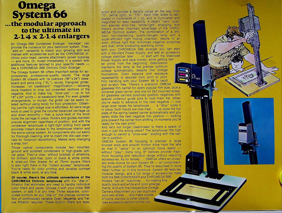 1977 Omega Darkroom Equipment Brochure Filters, B600 & System 66 Enlargers,