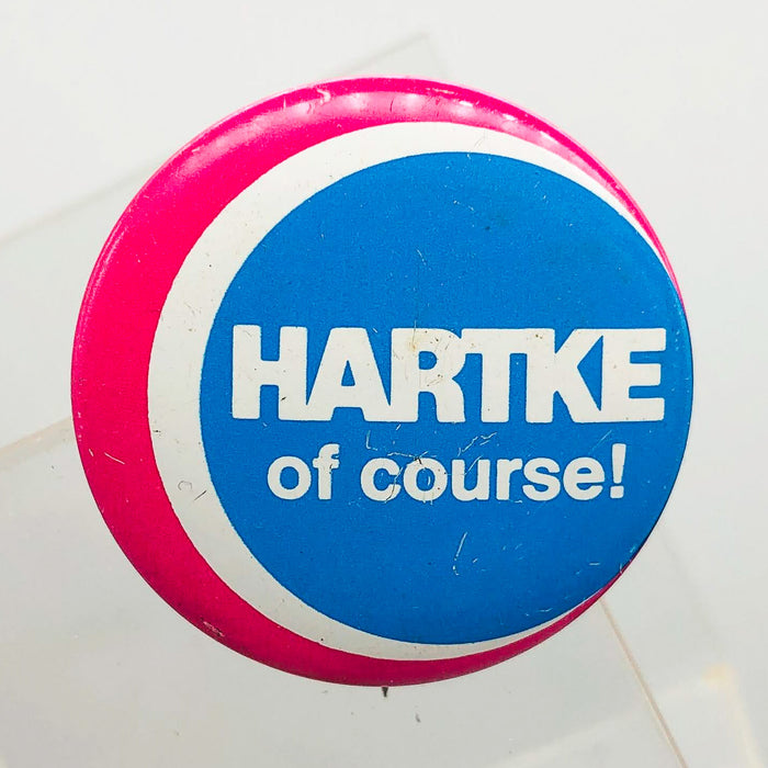 Hartke Of Course Button Pin 1.25" Indiana Senator Presidential Campaign Pink 1