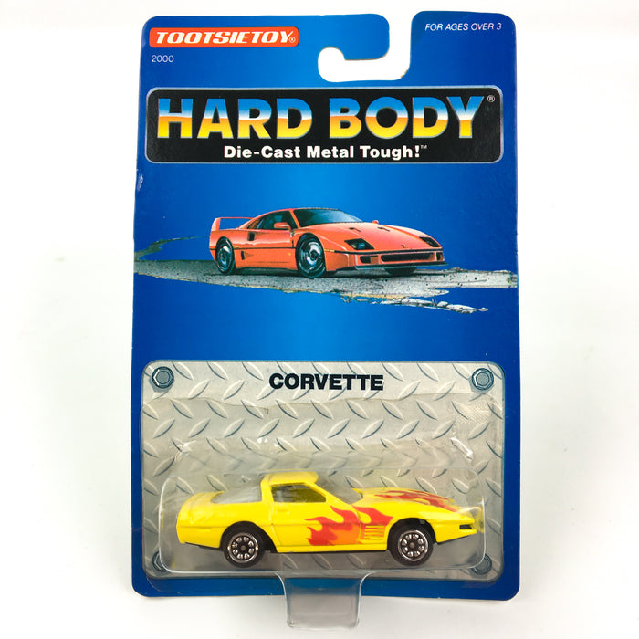 TootsieToy Diecast Car 1992 Corvette Hard Body 1:64 New Sealed Yellow Red Flames