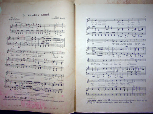 Sheet Music In Monkey Land Jack Drislane Theo Morse 1907 Lilla Brennan Haviland 2
