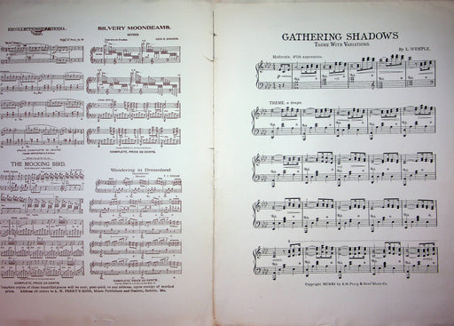 Gathering Shadows Theme With Variations Vintage Sheet Music 1911 Piano Song 2