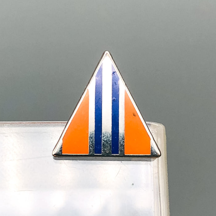 Genuine U.S Military Issued Pin Device I-21 Orange Triangle 2 Blue Stripes 3