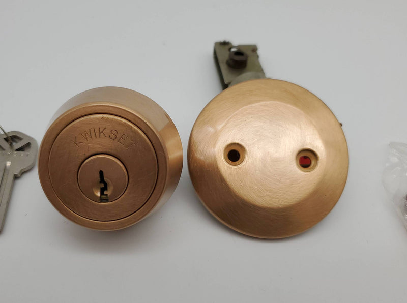Kwikset Single Cylinder Deadbolt Satin Bronze Model 881 Auxiliary with Blank NOS