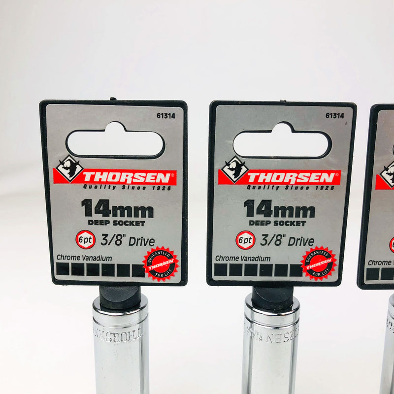 4ct 14mm 16mm Deep Socket 3/8 Drive 6 Point Metric Chrome Vanadium Thorsen New