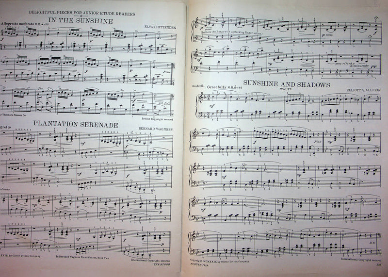 Scherzo Sonato in F Minor Sheet Music Piano Song Johannes Brahms 1939 Etude Mag 5