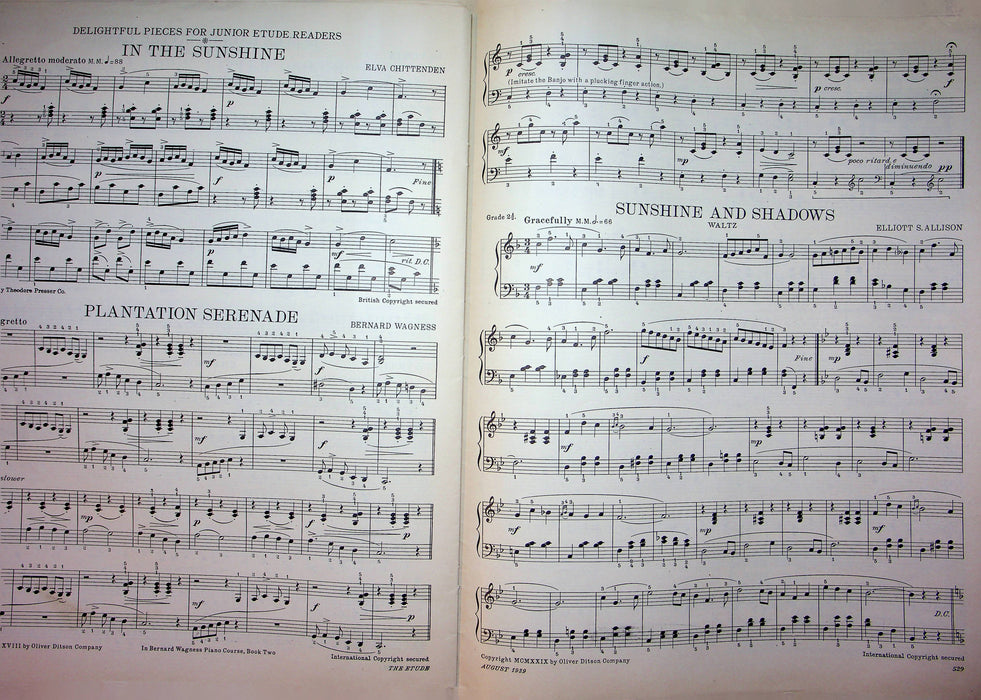 Scherzo Sonato in F Minor Sheet Music Piano Song Johannes Brahms 1939 Etude Mag 5