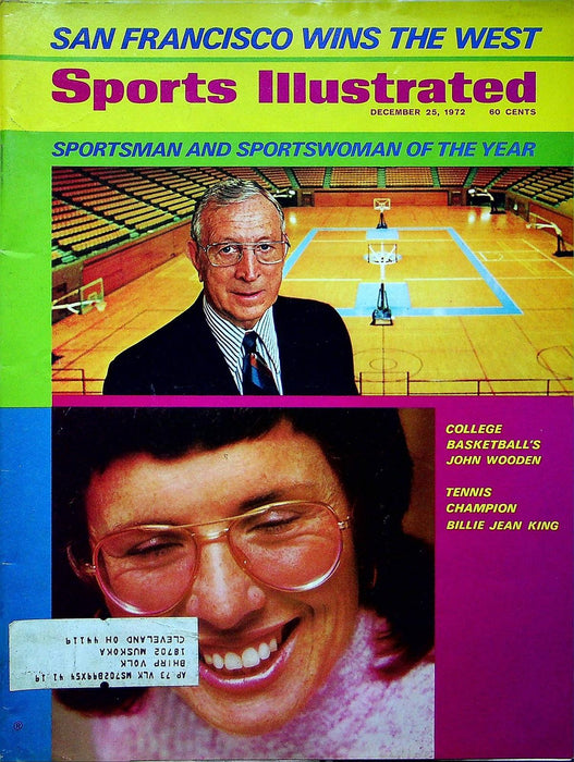 Sports Illustrated Magazine Dec 25 1972 Vol 37 #26 Billie King & John Wooden