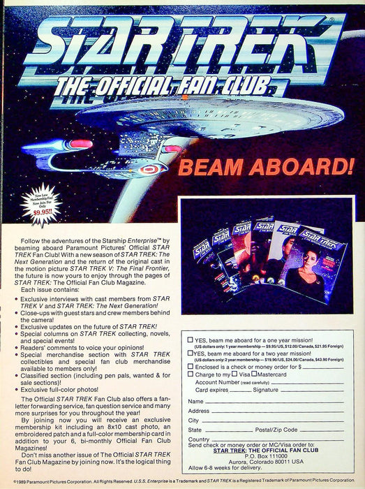 Star Trek Next Generation Magazine 1989 # 8 Diana Muldar, 4 Posters 3