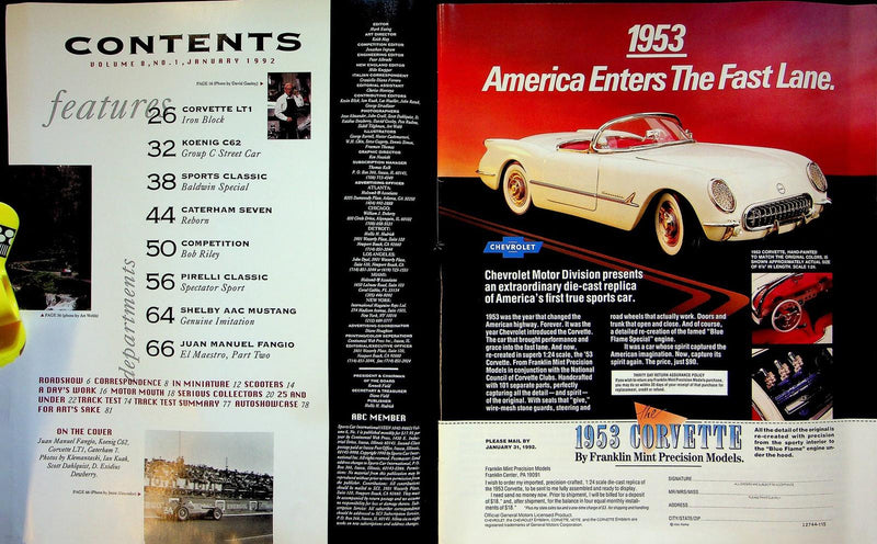 Sports Car International Magazine January 1992 Vol 8 # 1 Koenig C62