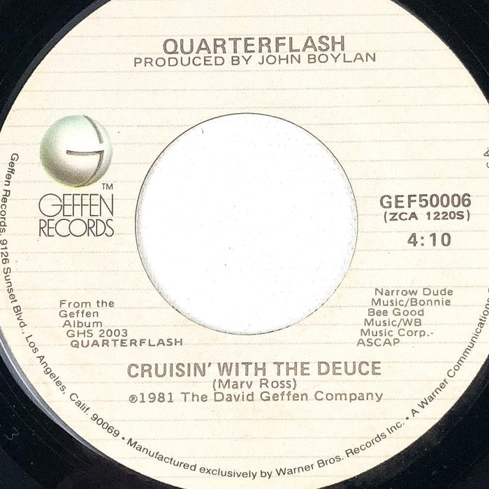 Quarterflash 45 RPM 7" Record Find Another Fool / Cruisin' With the Deuce 1981 1