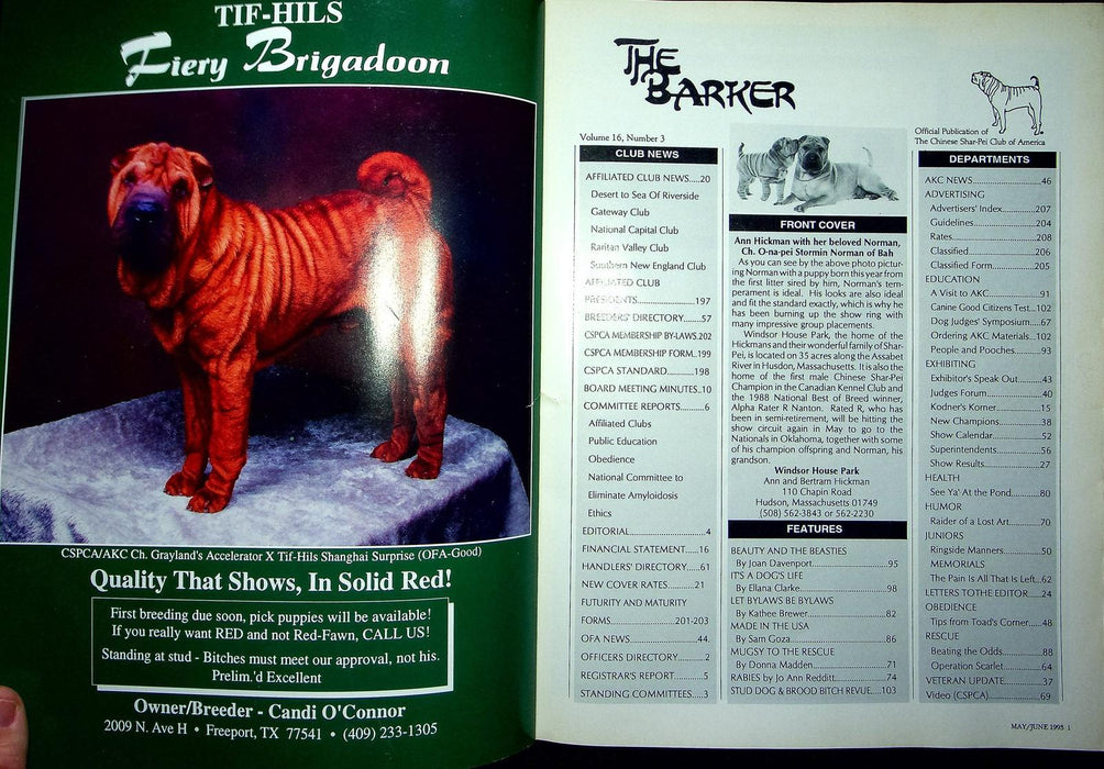 The Barker Magazine May June 1993 Shar-Pei Dog Stud Brood Revues AKC News Shows