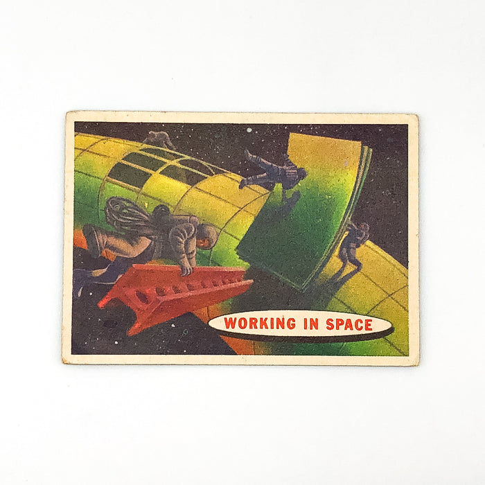 1957 Topps Space Card #52 Working in Space Chewing Gum Astronaut Cartoon Art