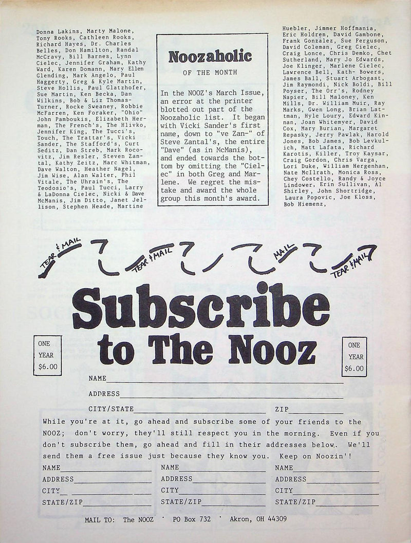 The Nooz Magazine April 1989 Liberal Alternative Akron Cleveland Indians Opener