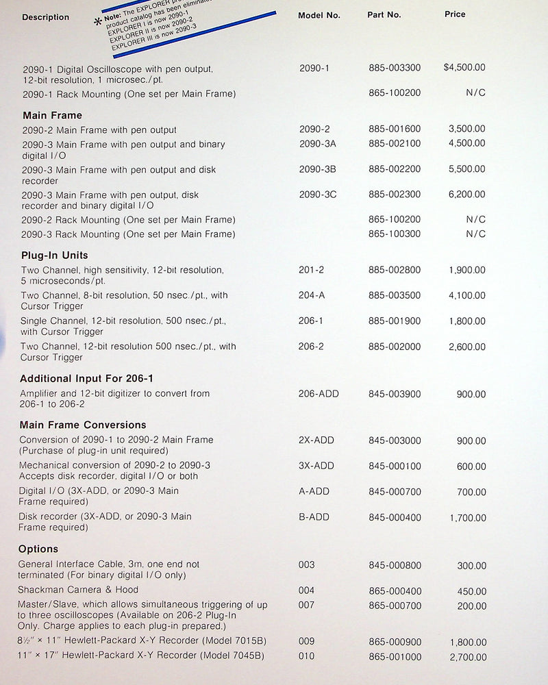 Norland 3001 Processing Digital Oscilliscope Brochure w/ Price List