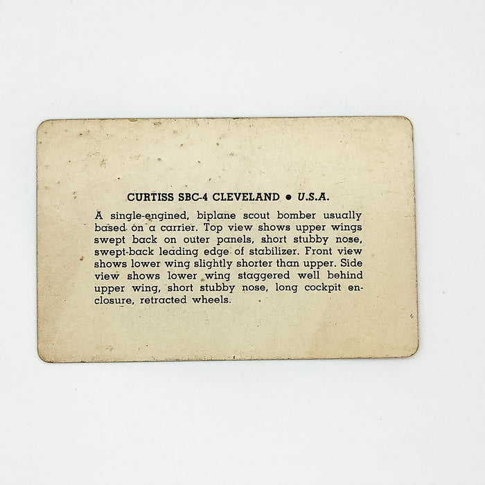 WW2 Airplane Identification Flash Card Curtiss SBC-4 Cleveland Scout Bomber 5