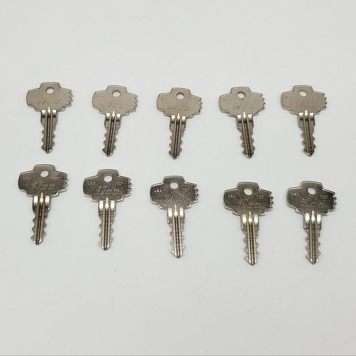 10x Ilco 757 Key Blanks 757 Keyway Nickel Plated 4 Pin Dominion Lock / Fort NOS