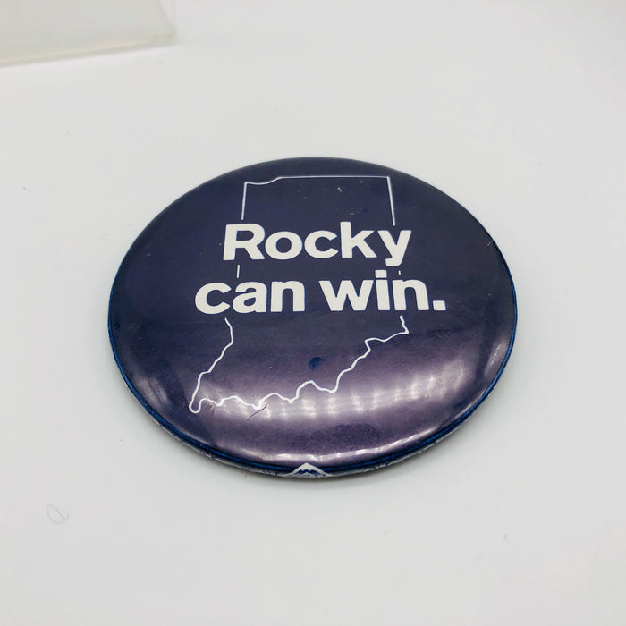 Rocky Can Win Button Pinback 3" Indiana Democrat Lt. Governor Robert Rock 1960s