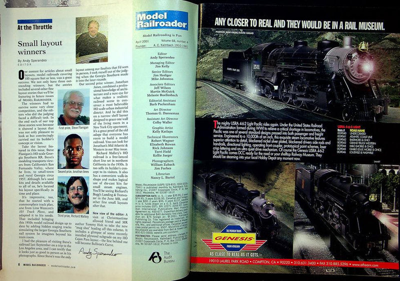 Model Railroader Magazine April 2001 Vol 68 No 4 Railroadin' Down In Georgia