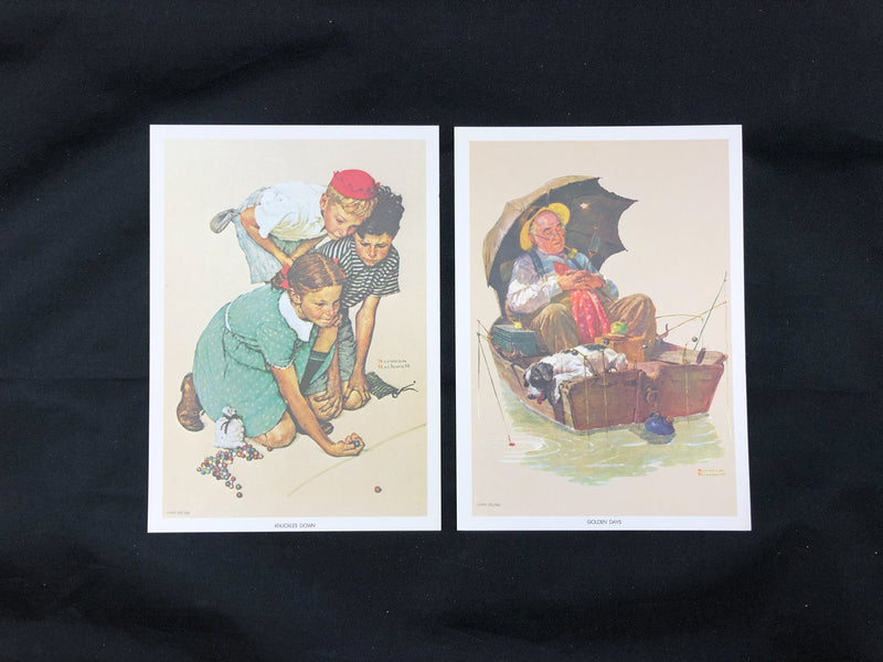 Norman Rockwell Lithograph Prints Knuckles Down Golden Day 5x7 Original Envelope