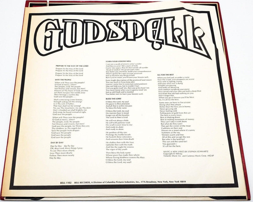 Godspell Original Cast Godspell 33 RPM LP Record Bell Records 1971 7