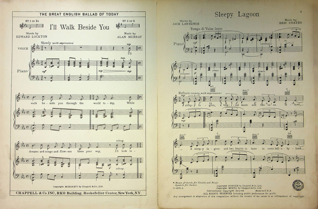 Vintage WW2 Sheet Music Sleepy Lagoon Jack Lawrence Eric Coates Slow Love Song 2