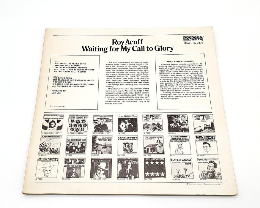 Roy Acuff Waiting For My Call To Glory 33 RPM LP Record Harmony 1969 HS 11334 2