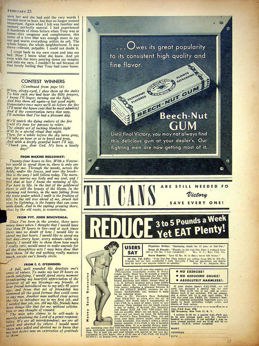 The Family Circle Magazine February 1945 Washington Cross Delaware, Vtg Ads 2