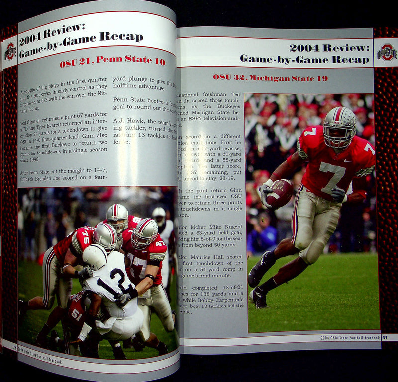 Ohio State Buckeye Yearbook 2004 Review Game By Game Recap Ted Ginn Jr AJ Hawk 2