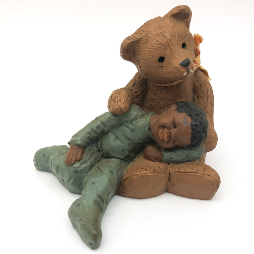 All Gods Children Figurine Paddy & Luke M Holcombe 1987 Boy Asleep Teddy Bear 1