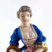 Occupied Japan Victorian Colonial Woman w/ Basket of Flowers 10 Inches 2