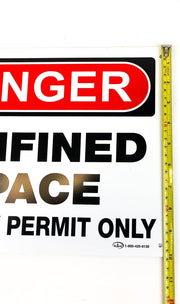 Danger Confined Space Sign Plastic Enter by Permit Only OSHA 14" x 10" 5