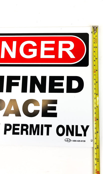 Danger Confined Space Sign Plastic Enter by Permit Only OSHA 14" x 10" 5