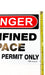 Danger Confined Space Sign Plastic Enter by Permit Only OSHA 14" x 10" 5