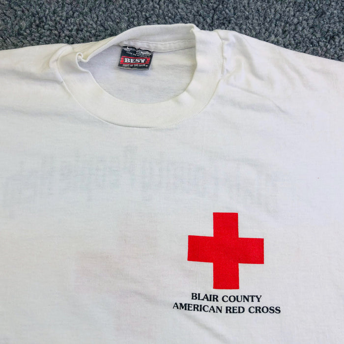 American Red Cross T Shirt Large L Best Fruit Of The Loom White Blair County PA