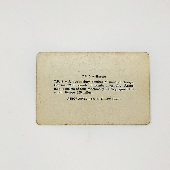 1940s Leaf Card-O Aeroplanes Card T.B. 3 Bomber Series C Russia World War 2 5
