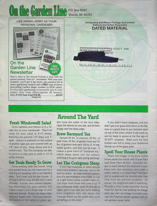 On The Garden Line Magazine February 1995 Pruning Practices, DIY Lattice Stand