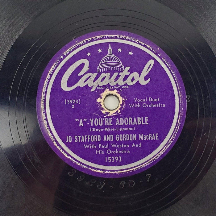 Jo Stafford & Gordon MacRAE Need You 78 RPM Single Record Capitol Records 1949 3