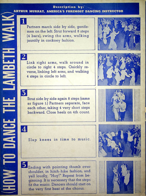 Vintage Sheet Music Me And My Girl Lambeth Walk 1937 Noel Gay Lupino Lane Dance 2