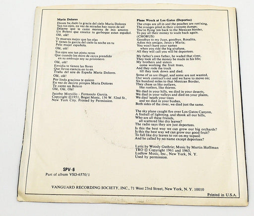 Joan Baez Maria Dolores 33 RPM Single Record Vanguard 1971 SPV-6 2