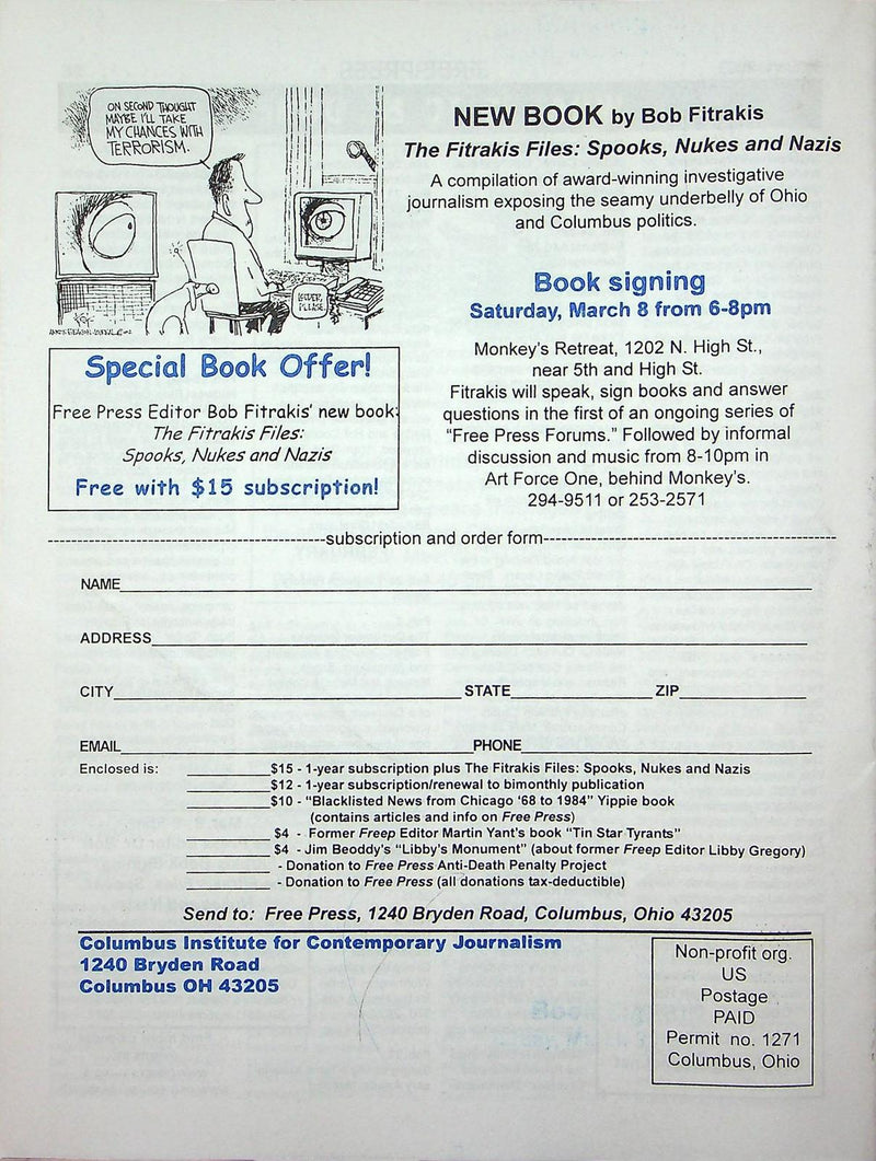 The Free Press Magazine Feb-Mar 2003 Bush Secret White House Transcript Ohio