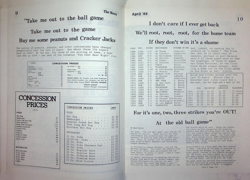 The Nooz Magazine April 1989 Liberal Alternative Akron Cleveland Indians Opener