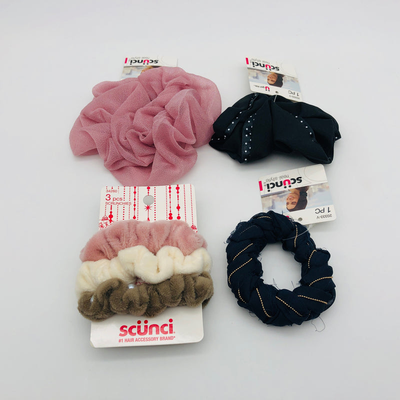 6-Pack Scunci Scrunchies Fancy Formal Mauve Pink Wrist Hair Accessory Ties 34260