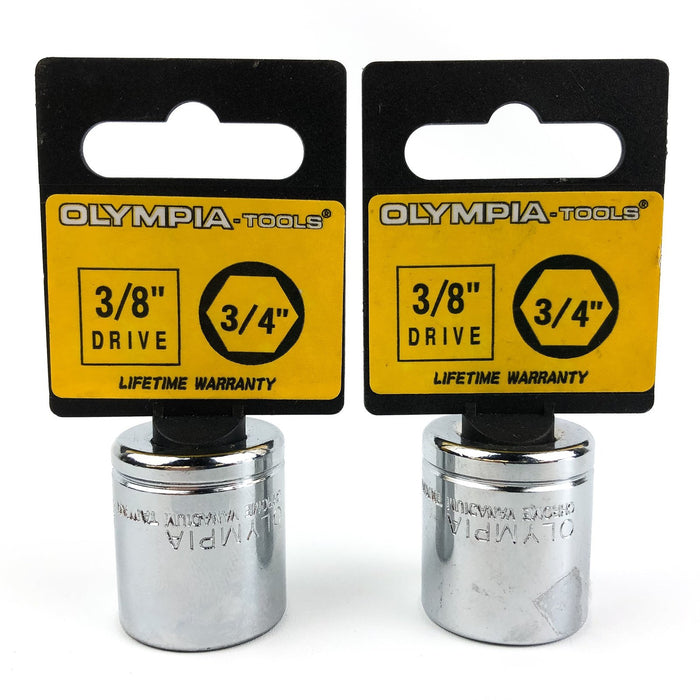 2-Pack of Olympia 3/8" Drive Shallow 6 PT 3/4" Socket SAE Chrome Vanadium 09-224 1