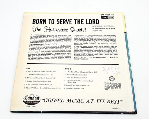 The Harvesters Quartet Born To Serve The Lord 33 RPM LP Record Canaan 1965 2