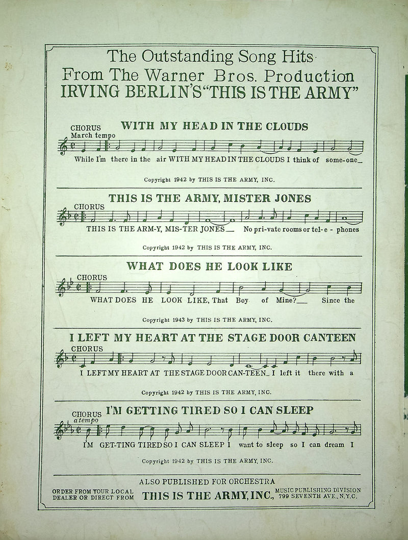 Vintage Sheet Music I Left My Heart At The Stage Door Canteen This Is The Army 2