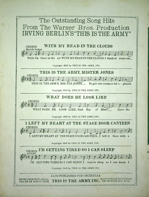 Vintage Sheet Music I Left My Heart At The Stage Door Canteen This Is The Army 2