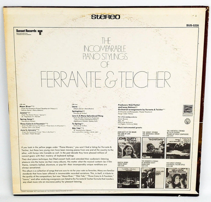 Ferrante & Teicher The Incomparable Piano Stylings Record Sunset Records 1968 2