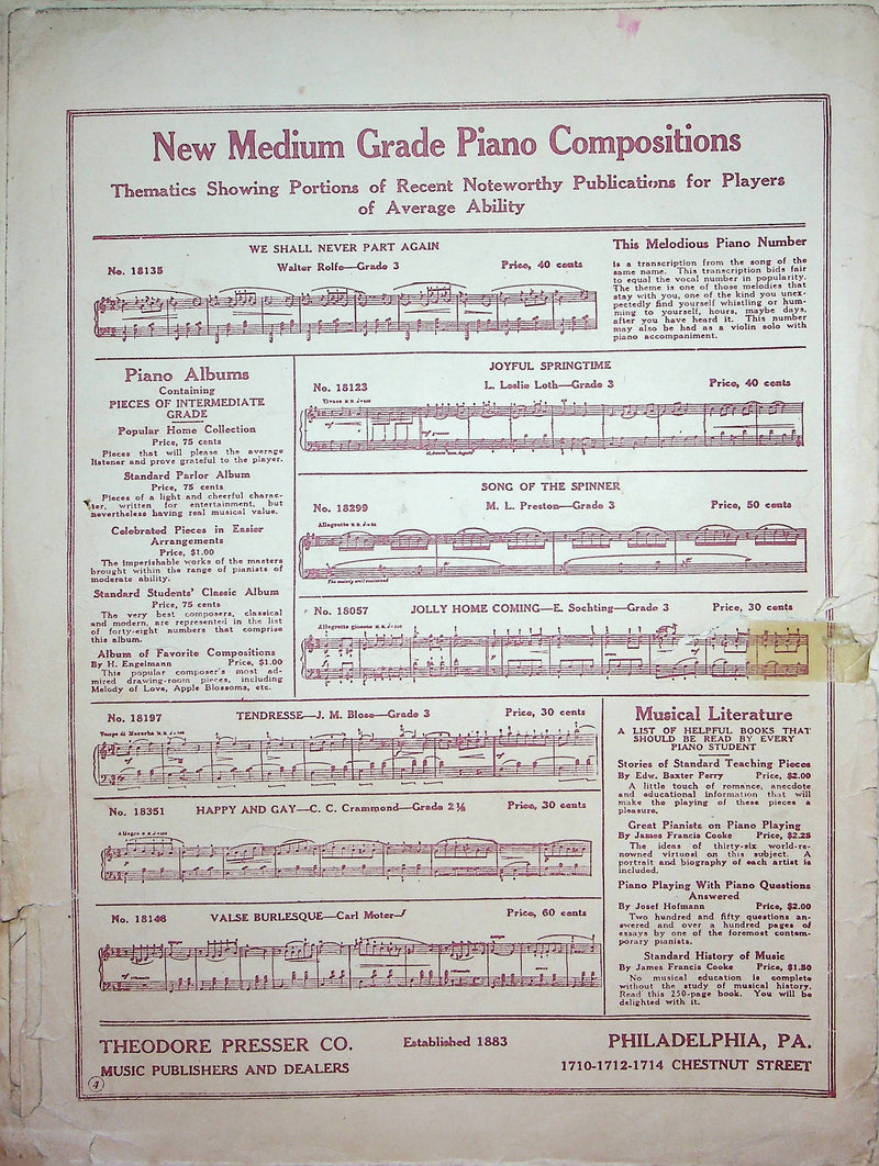 Paul Du Val Dance of the Coquettes Vintage Sheet Music 1925 Theo Presser 5