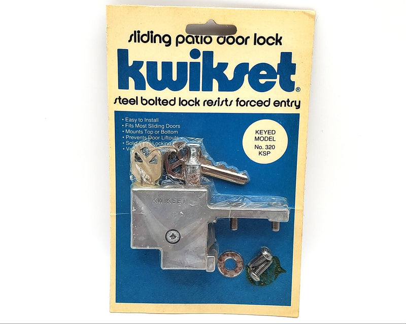 Kwikset Sliding Door Lock Model 320KSP Solid Steel Locking Bolt 1-3/8 to 1-9/16"
